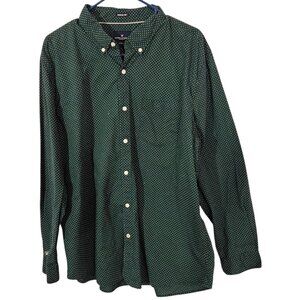 American Eagle Seriously Soft Green Polka Dot Button Down Blouse Size XXL